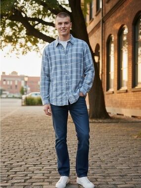UNTUCKit Blue Plaid Button-Down Shirt
